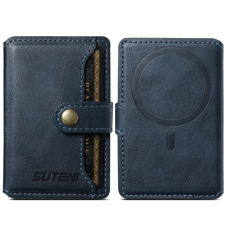 Suteni S2 Phone Magnetic Card Case Card Sleeve MagSafe Magnetic Coil PU Leather(Blue) - free shipping - PMC Jewellery - Order now!