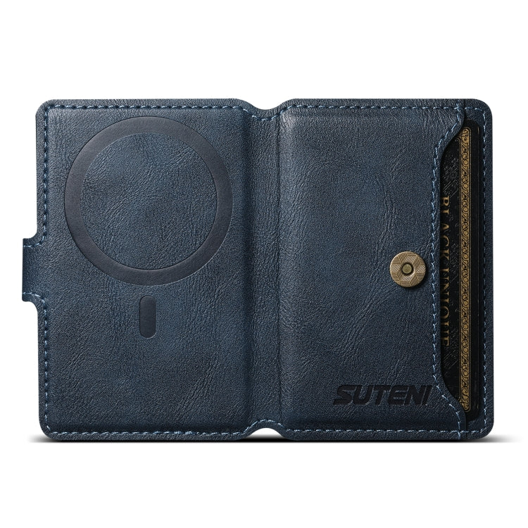Suteni S2 Phone Magnetic Card Case Card Sleeve MagSafe Magnetic Coil PU Leather(Blue) - free shipping - PMC Jewellery - Order now!