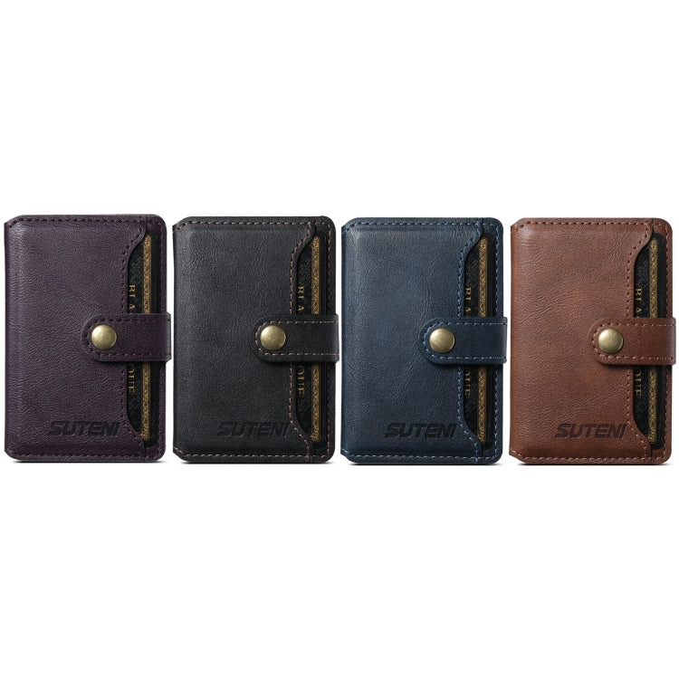 Suteni S2 Phone Magnetic Card Case Card Sleeve MagSafe Magnetic Coil PU Leather(Black) - free shipping - PMC Jewellery - Order now!