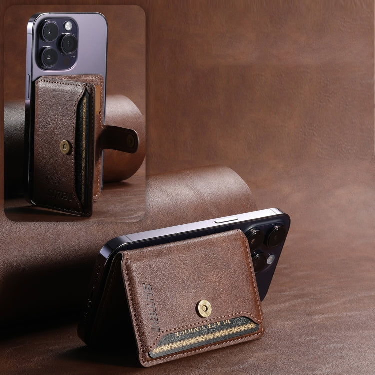 Suteni S2 Phone Magnetic Card Case Card Sleeve MagSafe Magnetic Coil PU Leather(Black) - free shipping - PMC Jewellery - Order now!