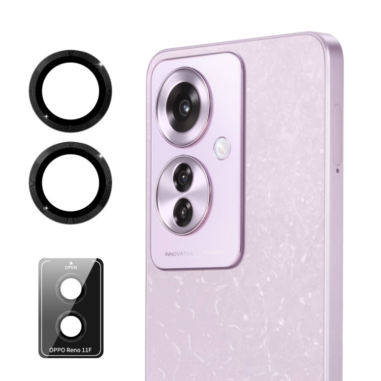 For OPPO Reno11 F ENKAY Hat-Prince 9H Rear Camera Lens Aluminium Alloy Tempered Glass Film(Black) - OPPO Tempered Glass by ENKAY | Online Shopping South Africa | PMC Jewellery | Buy Now Pay Later Mobicred