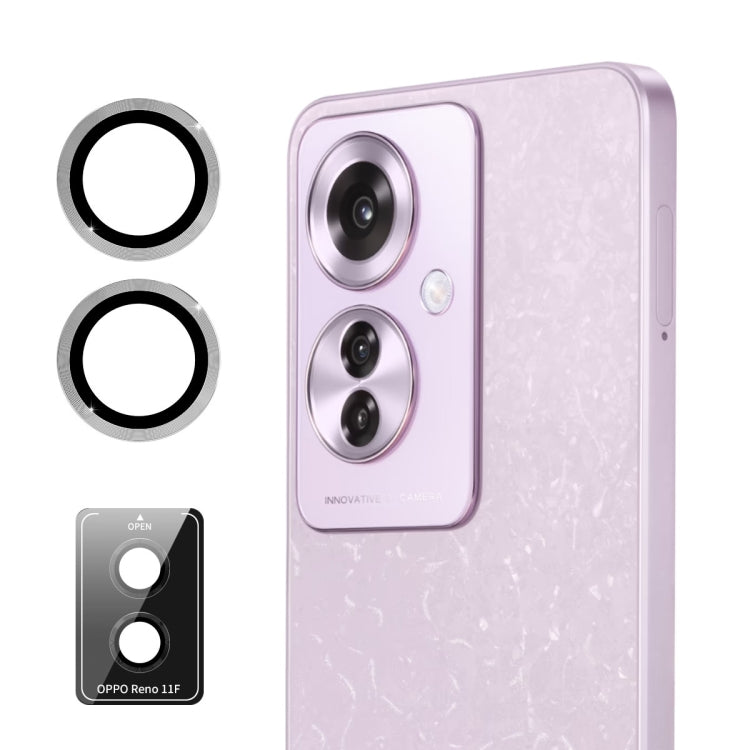 For OPPO Reno11 F ENKAY Hat-Prince 9H Rear Camera Lens Aluminium Alloy Tempered Glass Film(Silver) - OPPO Tempered Glass by ENKAY | Online Shopping South Africa | PMC Jewellery | Buy Now Pay Later Mobicred