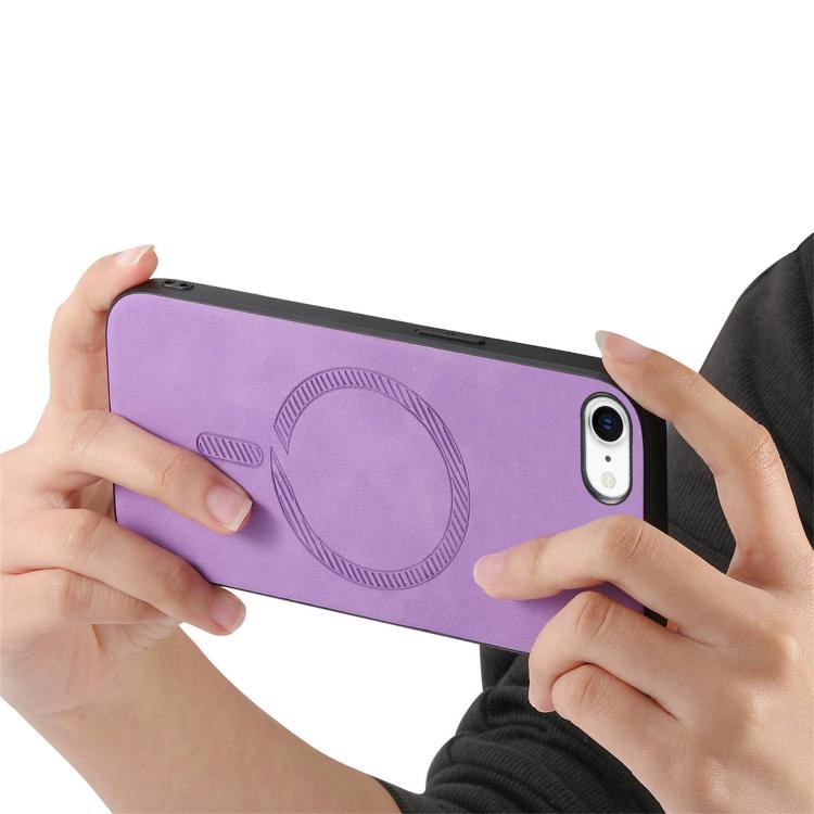 For iPhone 16e Solid Color Retro Magsafe PU Back Cover Phone Case(Purple) - free shipping - PMC TechLife - Order now!
