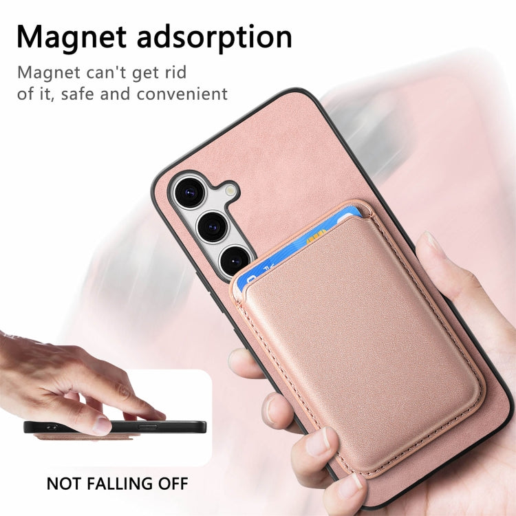 For Samsung Galaxy S25 5G Retro Magsafe Card Bag PU Back Cover Phone Case(Pink) - Galaxy S25 5G Cases by PMC Jewellery | Online Shopping South Africa | PMC Jewellery | Buy Now Pay Later Mobicred