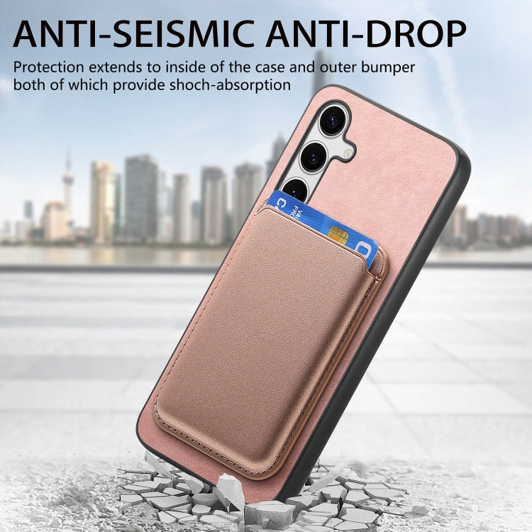 For Samsung Galaxy S25 5G Retro Magsafe Card Bag PU Back Cover Phone Case(Pink) - Galaxy S25 5G Cases by PMC Jewellery | Online Shopping South Africa | PMC Jewellery | Buy Now Pay Later Mobicred