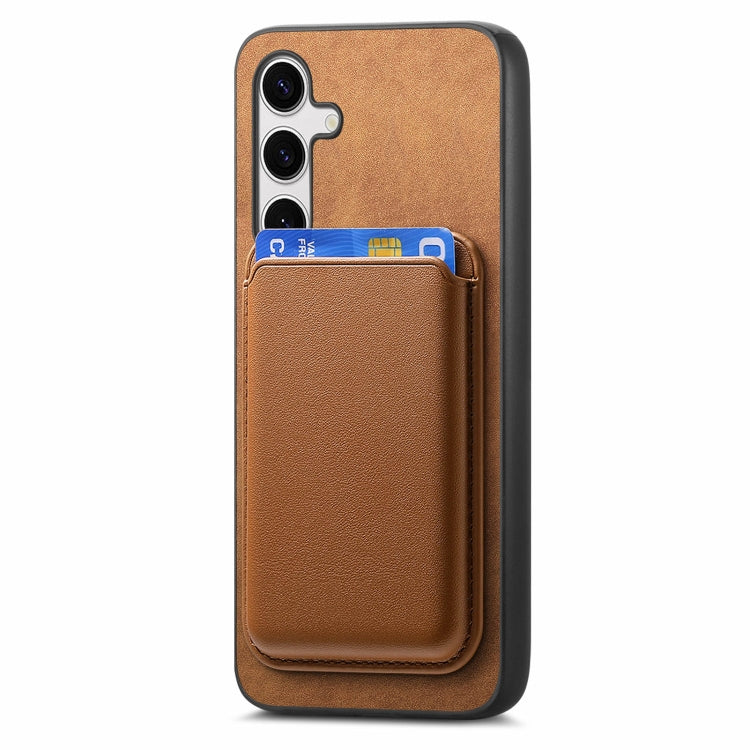 For Samsung Galaxy S25 5G Retro Magsafe Card Bag PU Back Cover Phone Case(Brown) - Galaxy S25 5G Cases by PMC Jewellery | Online Shopping South Africa | PMC Jewellery | Buy Now Pay Later Mobicred