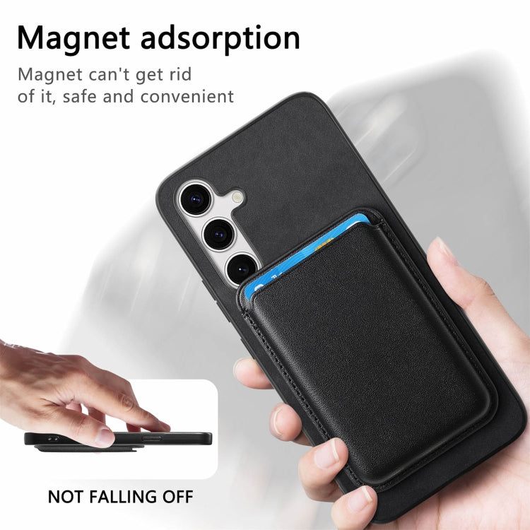For Samsung Galaxy S25 5G Retro Magsafe Card Bag PU Back Cover Phone Case(Black) - Galaxy S25 5G Cases by PMC Jewellery | Online Shopping South Africa | PMC Jewellery | Buy Now Pay Later Mobicred