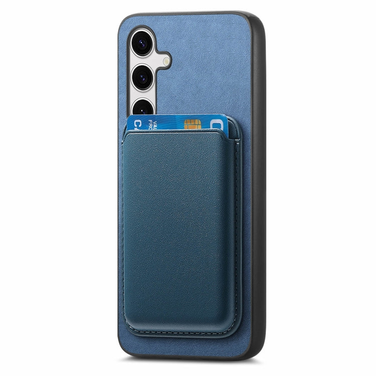 For Samsung Galaxy S25+ 5G Retro Magsafe Card Bag PU Back Cover Phone Case(Blue) - Galaxy S25+ 5G Cases by PMC Jewellery | Online Shopping South Africa | PMC Jewellery | Buy Now Pay Later Mobicred