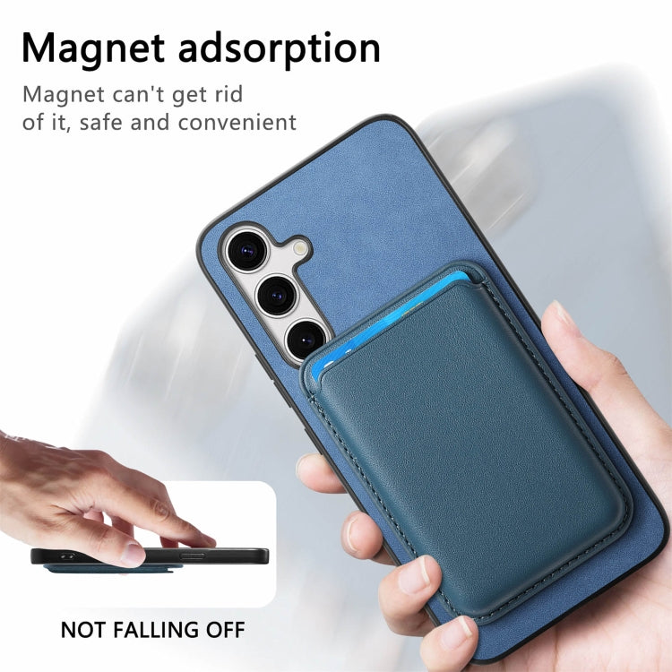 For Samsung Galaxy S25+ 5G Retro Magsafe Card Bag PU Back Cover Phone Case(Blue) - Galaxy S25+ 5G Cases by PMC Jewellery | Online Shopping South Africa | PMC Jewellery | Buy Now Pay Later Mobicred