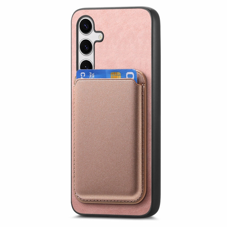 For Samsung Galaxy S25+ 5G Retro Magsafe Card Bag PU Back Cover Phone Case(Pink) - free shipping - PMC Jewellery - Order now!