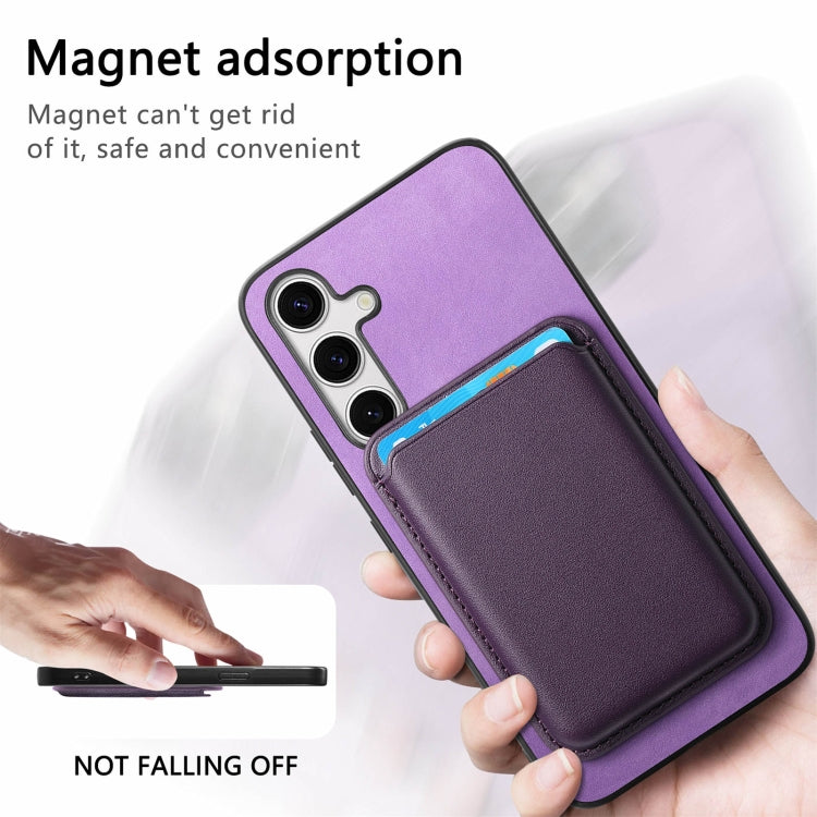 For Samsung Galaxy S25+ 5G Retro Magsafe Card Bag PU Back Cover Phone Case(Purple) - Galaxy S25+ 5G Cases by PMC Jewellery | Online Shopping South Africa | PMC Jewellery | Buy Now Pay Later Mobicred