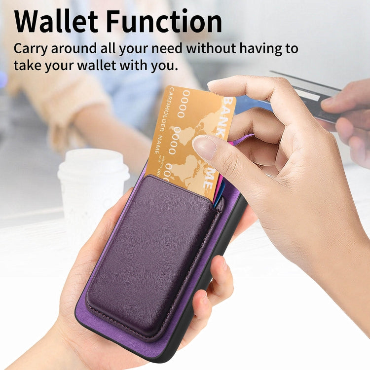 For Samsung Galaxy S25+ 5G Retro Magsafe Card Bag PU Back Cover Phone Case(Purple) - Galaxy S25+ 5G Cases by PMC Jewellery | Online Shopping South Africa | PMC Jewellery | Buy Now Pay Later Mobicred