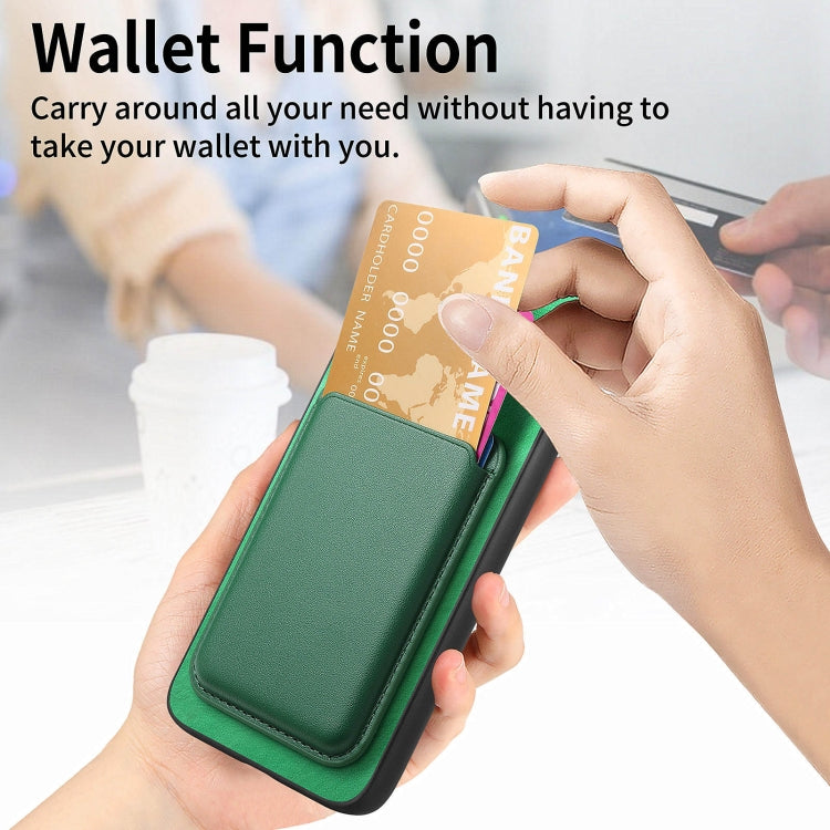 For Samsung Galaxy S25+ 5G Retro Magsafe Card Bag PU Back Cover Phone Case(Green) - Galaxy S25+ 5G Cases by PMC Jewellery | Online Shopping South Africa | PMC Jewellery | Buy Now Pay Later Mobicred
