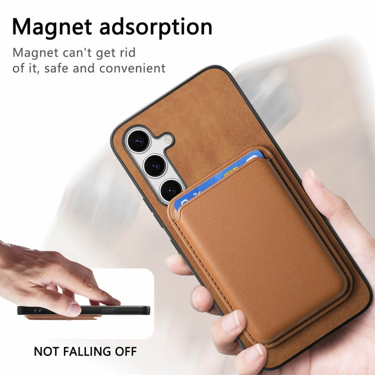 For Samsung Galaxy S25+ 5G Retro Magsafe Card Bag PU Back Cover Phone Case(Brown) - Galaxy S25+ 5G Cases by PMC Jewellery | Online Shopping South Africa | PMC Jewellery | Buy Now Pay Later Mobicred