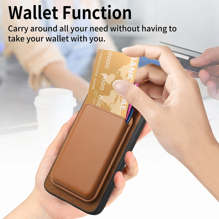 For Samsung Galaxy S25+ 5G Retro Magsafe Card Bag PU Back Cover Phone Case(Brown) - Galaxy S25+ 5G Cases by PMC Jewellery | Online Shopping South Africa | PMC Jewellery | Buy Now Pay Later Mobicred