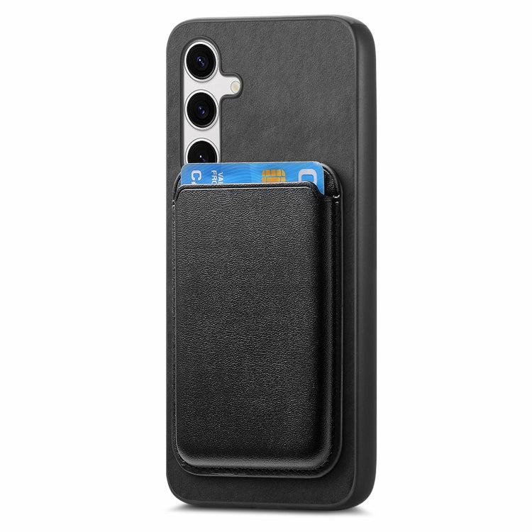 For Samsung Galaxy S25+ 5G Retro Magsafe Card Bag PU Back Cover Phone Case(Black) - Galaxy S25+ 5G Cases by PMC Jewellery | Online Shopping South Africa | PMC Jewellery | Buy Now Pay Later Mobicred
