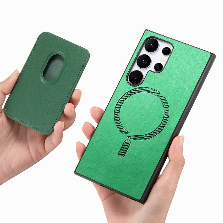 For Samsung Galaxy S25 Ultra 5G Retro Magsafe Card Bag PU Back Cover Phone Case(Green) - Galaxy S25 Ultra 5G Cases by PMC Jewellery | Online Shopping South Africa | PMC Jewellery | Buy Now Pay Later Mobicred