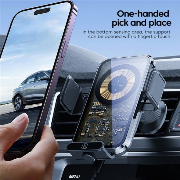 X11s 66W High Power Transparent Car Wireless Charger Phone Bracket(Titanium) - Wireless Charging Pads by PMC TechLife | Online Shopping South Africa | PMC TechLife | Buy Now Pay Later Mobicred