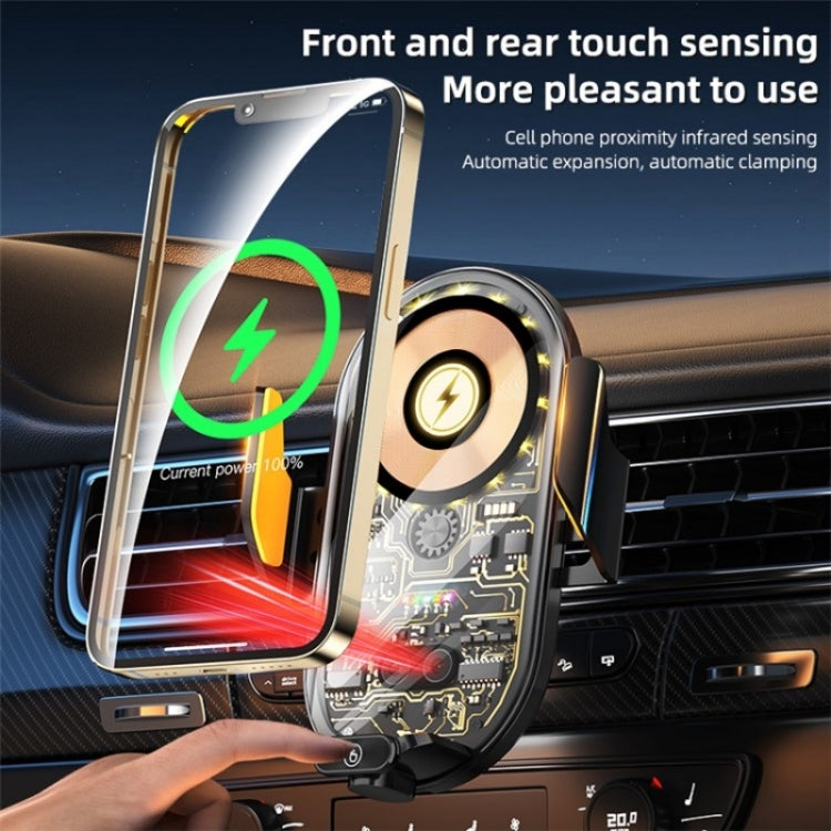 C23 66W Car Air Vent Phone Holder Wireless Charger(Gold) - Wireless Charger Holders by PMC TechLife | Online Shopping South Africa | PMC TechLife | Buy Now Pay Later Mobicred