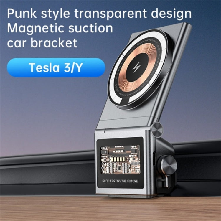 A7 Transparent Phone Charging Dock 15W Magnetic Wireless Charger for Tesla Model 3 / Y - Car Charger by PMC TechLife | Online Shopping South Africa | PMC TechLife | Buy Now Pay Later Mobicred
