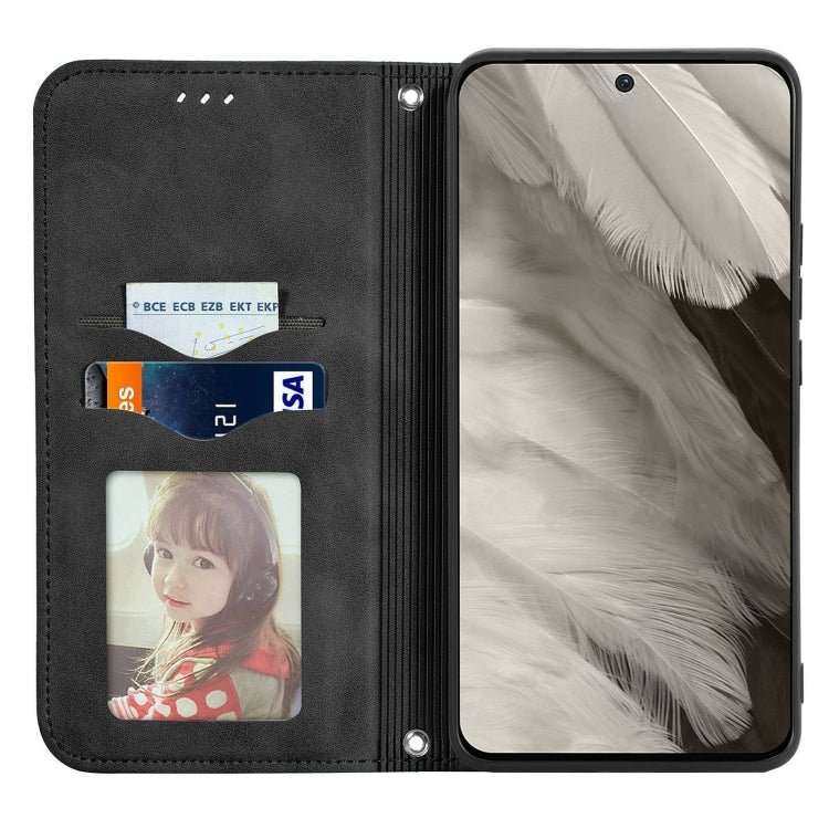 For Google Pixel 9 Retro Skin Feel Magnetic Flip Leather Phone Case(Black) - Google Cases by PMC TechLife | Online Shopping South Africa | PMC TechLife | Buy Now Pay Later Mobicred