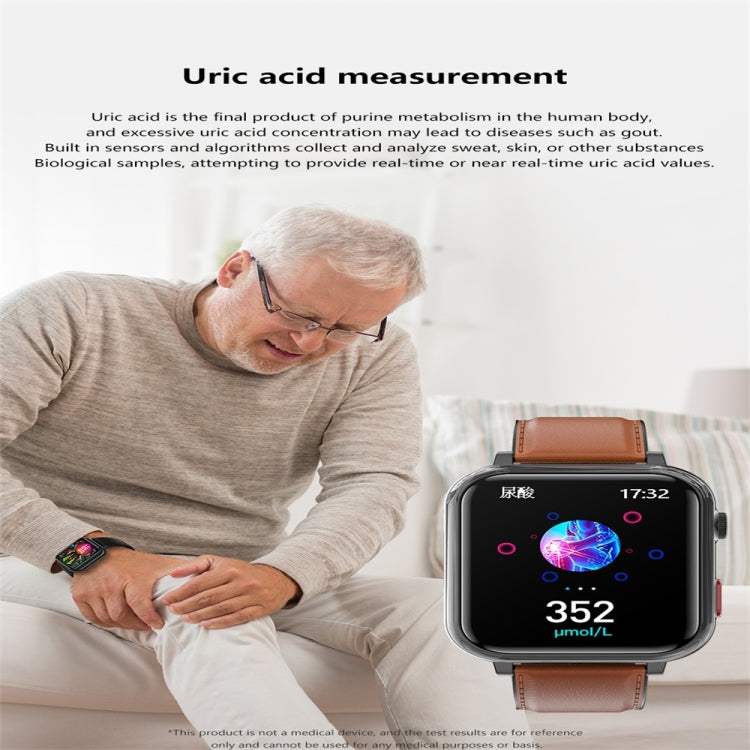 G18 1.83 inch Color Screen Smart Watch Leather Strap, Support  Noninvasive Blood Sugar / Uric Acid(Brown) - Smart Watches by PMC TechLife | Online Shopping South Africa | PMC TechLife | Buy Now Pay Later Mobicred