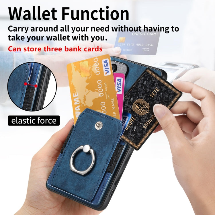 For Huawei Pura 70 Pro+ Retro Skin-feel Ring Card Wallet Phone Case(Blue) - Huawei Cases by PMC Jewellery | Online Shopping South Africa | PMC Jewellery | Buy Now Pay Later Mobicred