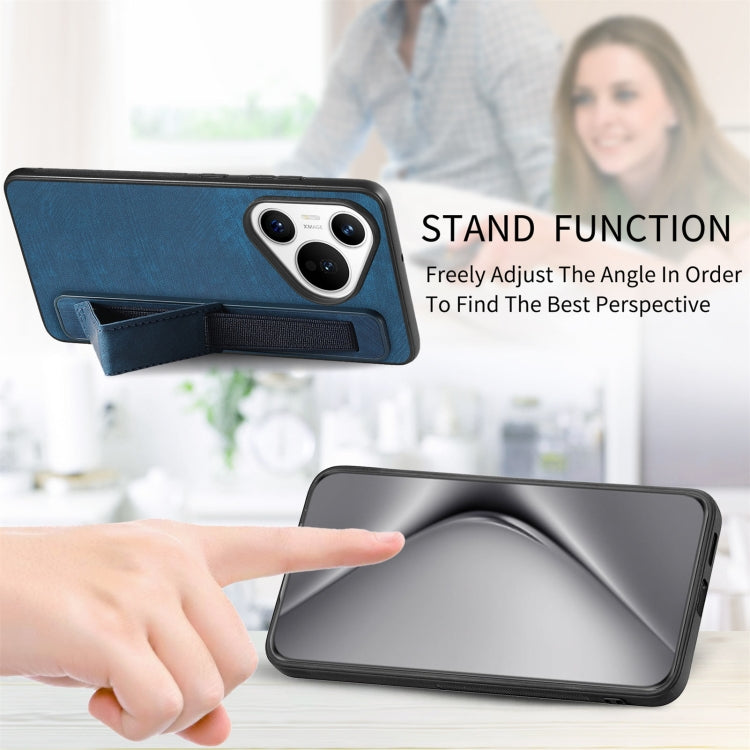 For Huawei Pura 70 Pro Retro Wristband Holder Leather Back Phone Case(Blue) - free shipping - PMC Jewellery - Order now!