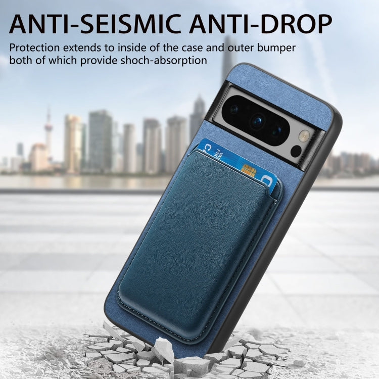 For Google Pixel 9 Retro Magsafe Card Bag PU Back Cover Phone Case(Blue) - Google Cases by PMC TechLife | Online Shopping South Africa | PMC TechLife | Buy Now Pay Later Mobicred