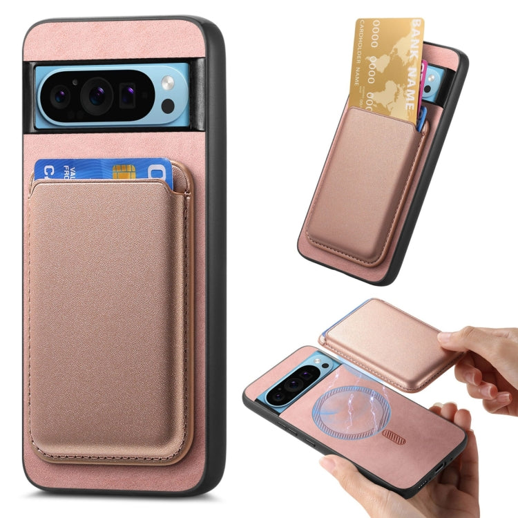 For Google Pixel 9 Retro Magsafe Card Bag PU Back Cover Phone Case(Pink) - Google Cases by PMC TechLife | Online Shopping South Africa | PMC TechLife | Buy Now Pay Later Mobicred