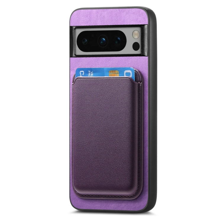 For Google Pixel 9 Retro Magsafe Card Bag PU Back Cover Phone Case(Purple) - Google Cases by PMC TechLife | Online Shopping South Africa | PMC TechLife | Buy Now Pay Later Mobicred
