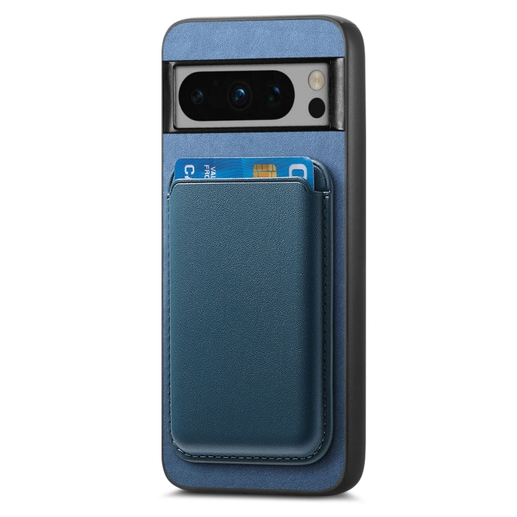 For Google Pixel 9 Pro Retro Magsafe Card Bag PU Back Cover Phone Case(Blue) - Google Cases by PMC TechLife | Online Shopping South Africa | PMC TechLife | Buy Now Pay Later Mobicred