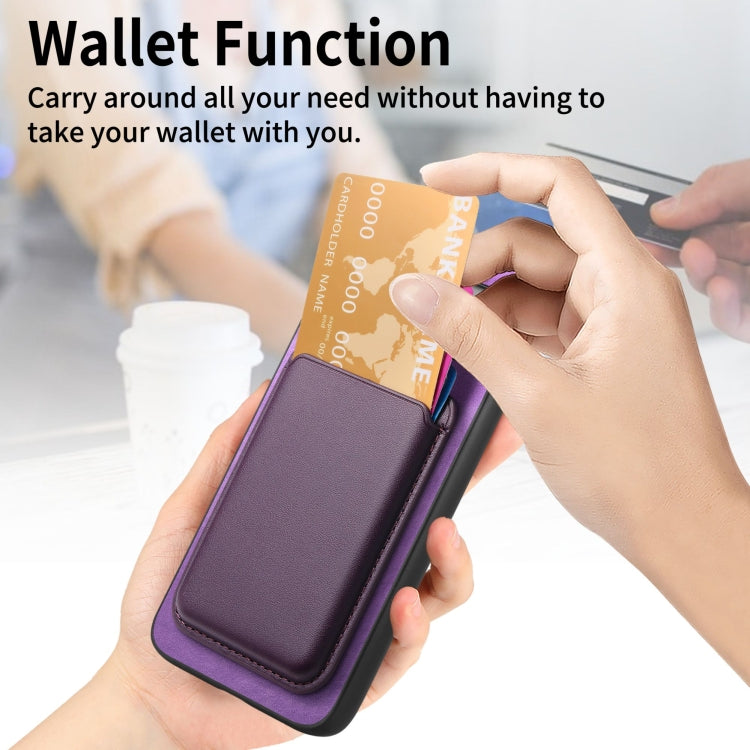 For Google Pixel 9 Pro Retro Magsafe Card Bag PU Back Cover Phone Case(Purple) - Google Cases by PMC TechLife | Online Shopping South Africa | PMC TechLife | Buy Now Pay Later Mobicred
