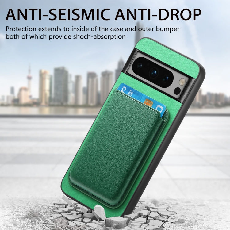 For Google Pixel 9 Pro Retro Magsafe Card Bag PU Back Cover Phone Case(Green) - Google Cases by PMC TechLife | Online Shopping South Africa | PMC TechLife | Buy Now Pay Later Mobicred