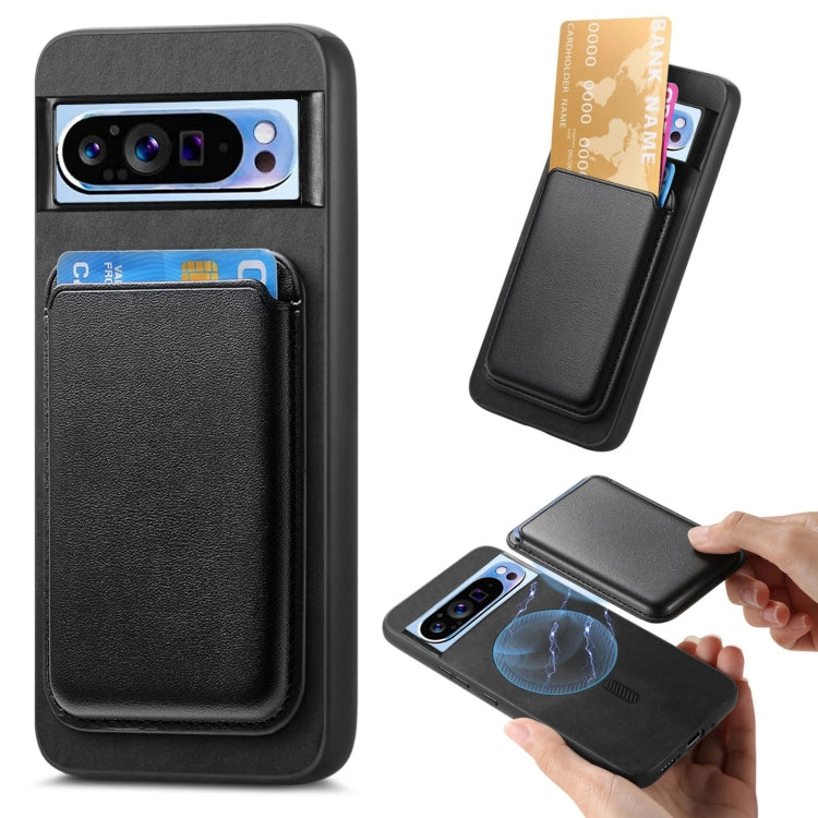 For Google Pixel 9 Pro Retro Magsafe Card Bag PU Back Cover Phone Case(Black) - Google Cases by PMC TechLife | Online Shopping South Africa | PMC TechLife | Buy Now Pay Later Mobicred