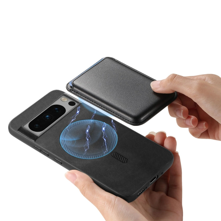 For Google Pixel 9 Pro Retro Magsafe Card Bag PU Back Cover Phone Case(Black) - Google Cases by PMC TechLife | Online Shopping South Africa | PMC TechLife | Buy Now Pay Later Mobicred