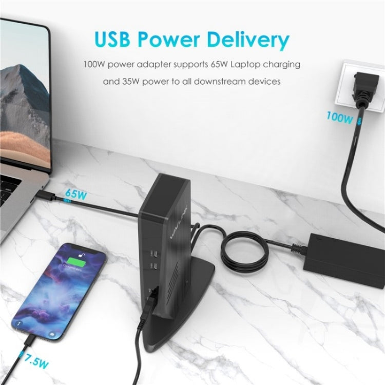 WAVLINK UG69PD5 USB-C HD 60Hz Monitor Adapter Dual 4K Display Docking Station, Plug:US Plug - free shipping - PMC TechLife - Order now!