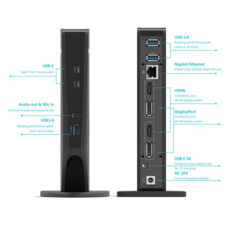 WAVLINK WL-UG69DK5 Laptop Dual 5K / 4K 60Hz Monitor Adapter USB 3.0 Docking Station, Plug:EU Plug - Cable & Adapters by WAVLINK | Online Shopping South Africa | PMC TechLife | Buy Now Pay Later Mobicred