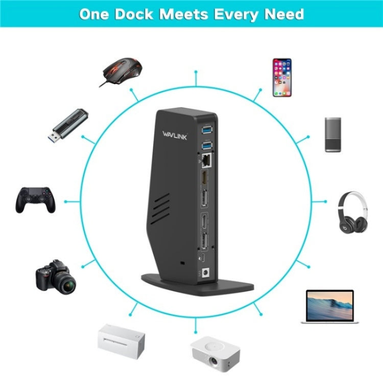 WAVLINK WL-UG69DK5 Laptop Dual 5K / 4K 60Hz Monitor Adapter USB 3.0 Docking Station, Plug:UK Plug - free shipping - PMC TechLife - Order now!