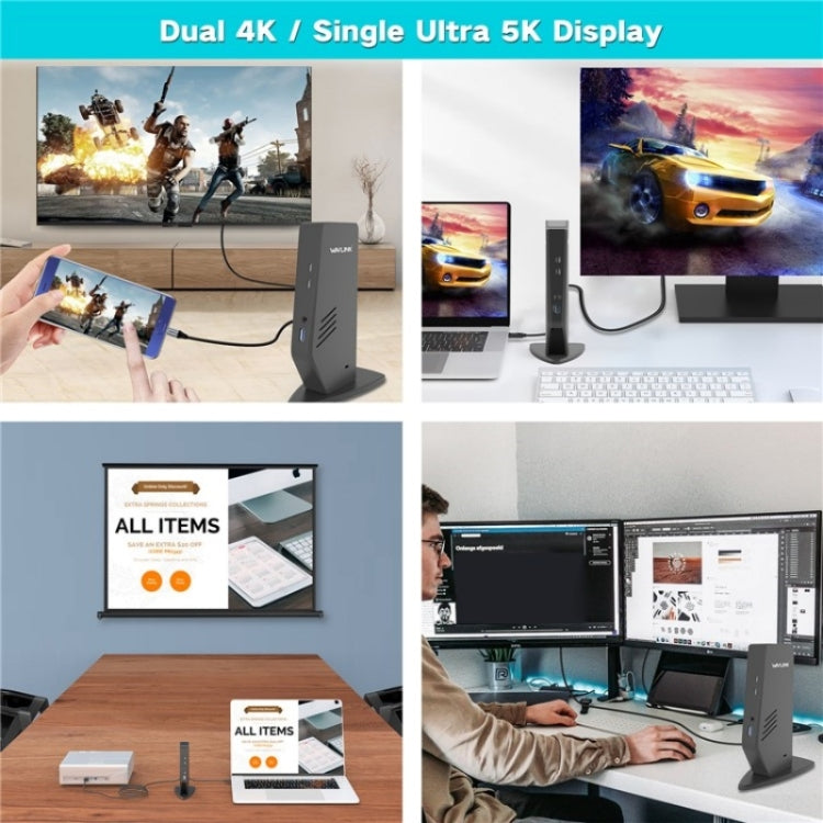 WAVLINK WL-UG69DK5 Laptop Dual 5K / 4K 60Hz Monitor Adapter USB 3.0 Docking Station, Plug:EU Plug - Cable & Adapters by WAVLINK | Online Shopping South Africa | PMC TechLife | Buy Now Pay Later Mobicred