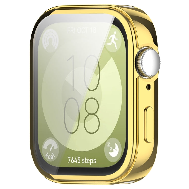 For Huawei Watch Fit 3 Full Coverage TPU Electroplated Watch Protective Case(Gold) - Watch Cases by PMC TechLife | Online Shopping South Africa | PMC TechLife | Buy Now Pay Later Mobicred