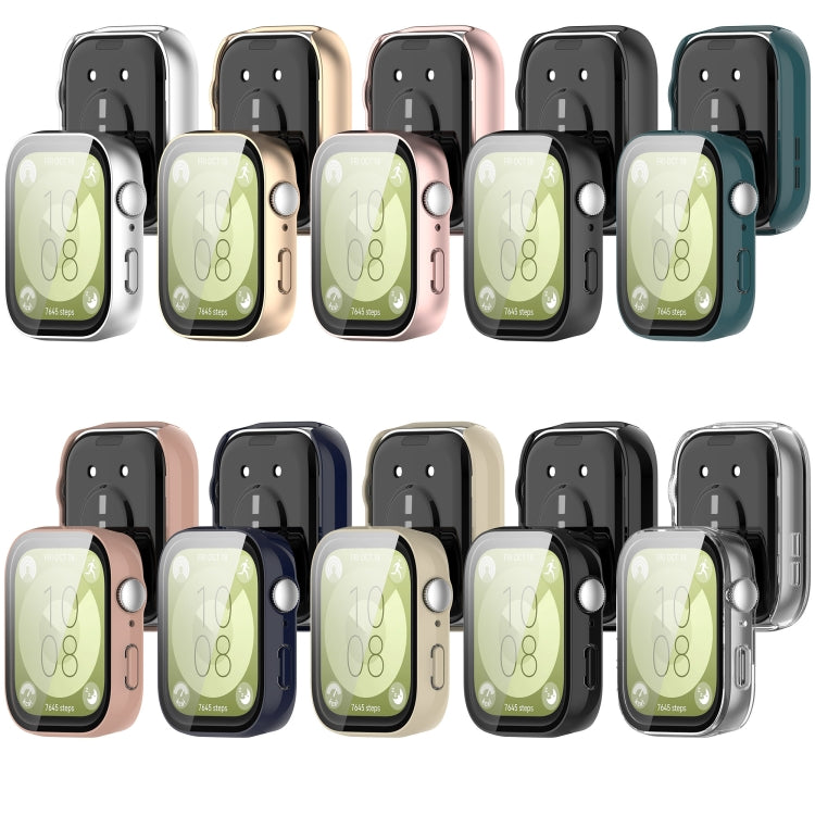 For Huawei Watch Fit 3 PC + Tempered Film Integrated Watch Protective Case(Transparent) - Watch Cases by PMC TechLife | Online Shopping South Africa | PMC TechLife | Buy Now Pay Later Mobicred