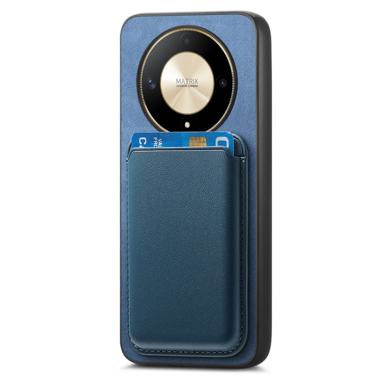 For Honor Magic6 Pro 5G Retro Magsafe Card Bag PU Back Cover Phone Case(Blue) - free shipping - PMC Jewellery - Order now!