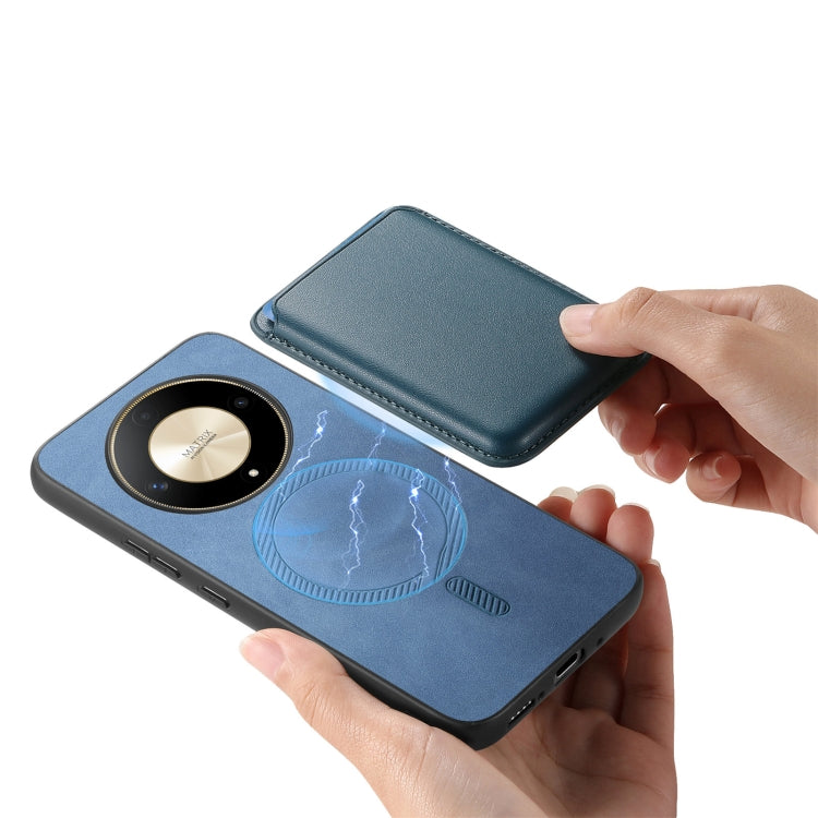 For Honor Magic6 Pro 5G Retro Magsafe Card Bag PU Back Cover Phone Case(Blue) - free shipping - PMC Jewellery - Order now!