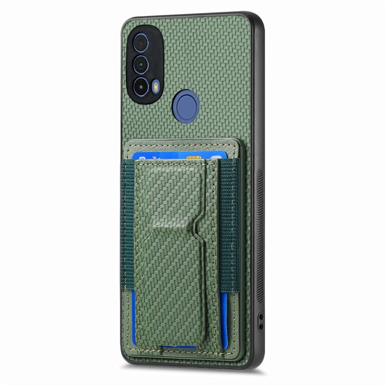 For Motorola Moto G Power 5G 2024 Carbon Fiber Fold Stand Elastic Card Bag Phone Case(Green) - Motorola Cases by PMC Jewellery | Online Shopping South Africa | PMC Jewellery | Buy Now Pay Later Mobicred