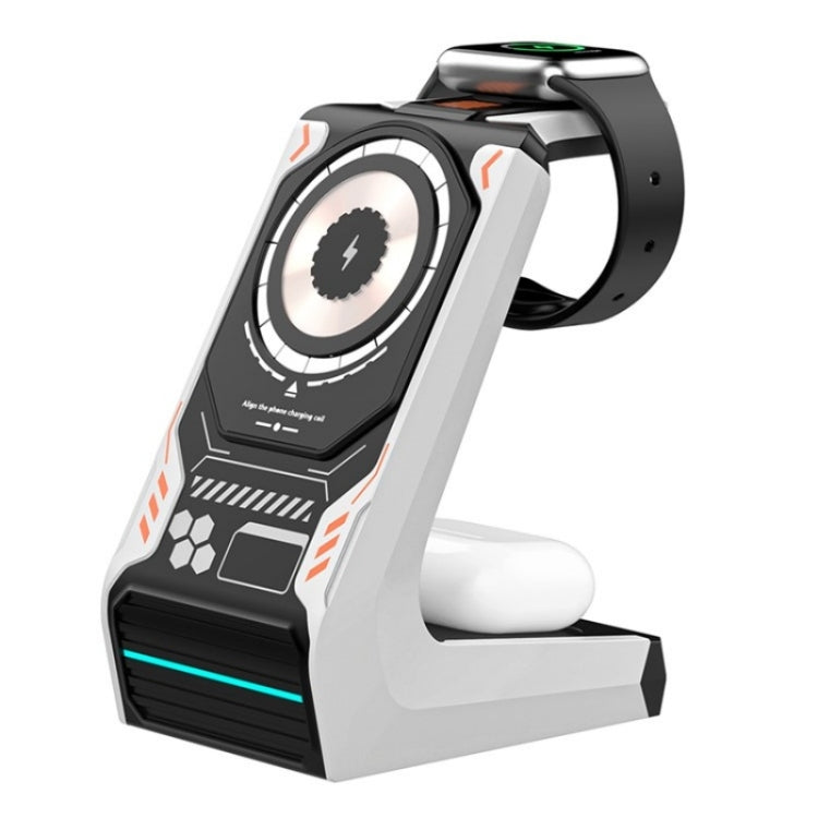 T21 3 in 1 Mecha Charger Mobile Phone Watch Earphone Desktop Wireless Charging Dock Station(Beige) - free shipping - PMC Jewellery - Order now!