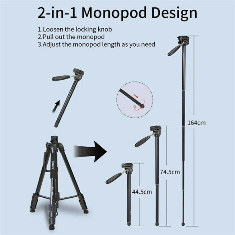 JMARY KP-2294 Detachable 179cm 4-section Adjustable Monopod Panoramic Photography Tripod - free shipping - PMC TechLife - Order now!