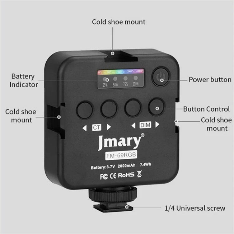 JMARY FM-69RGB Portable Mini RGB Video Light Camera Light Photography Lighting Lamp - free shipping - PMC TechLife - Order now!