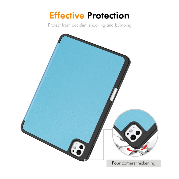 For iPad Pro 11 2024 ENKAY Tri-fold Custer Texture TPU Leather Smart Tablet Case with Pen Slot(Grey) - iPad Pro 11 2024 Cases by ENKAY | Online Shopping South Africa | PMC TechLife | Buy Now Pay Later Mobicred