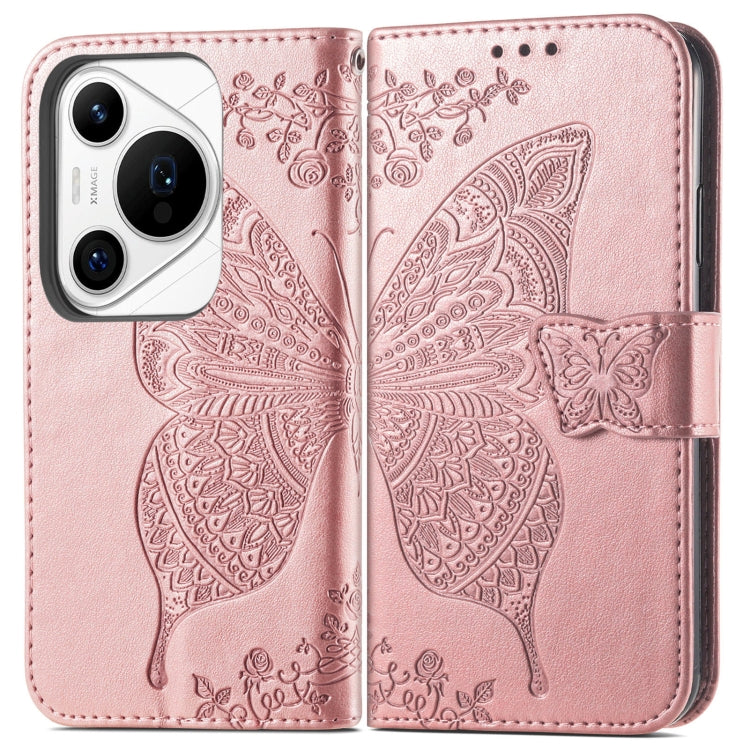 For Huawei Pura 70 Pro Butterfly Love Flower Embossed Leather Phone Case(Rose Gold) - free shipping - PMC Jewellery - Order now!